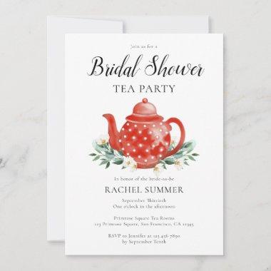 Watercolor Bridal Shower Tea Party Invitations