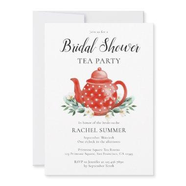 Watercolor Bridal Shower Tea Party Invitations