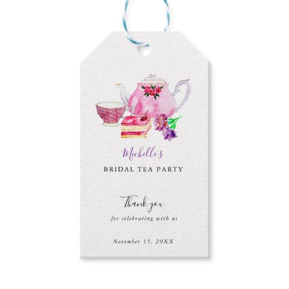 Watercolor Bridal Shower Tea Party Purple Chic Gift Tags
