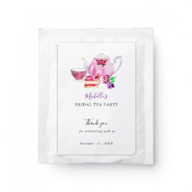 Watercolor Bridal Shower Tea Party Purple Chic  Tea Bag Drink Mix