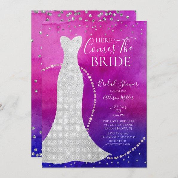 Watercolor Bride Bridal Shower Invitations