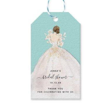 Watercolor Bride in Gown Bridal Shower Invitations Gift Tags
