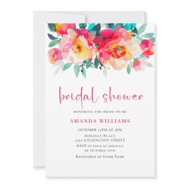 Watercolor Bright Pink Orange Flower