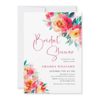 Watercolor Bright Pink Orange Flower
