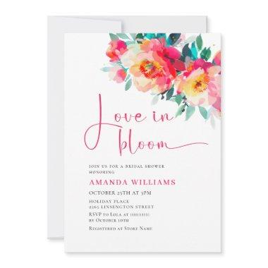 Watercolor Bright Pink Orange Flower