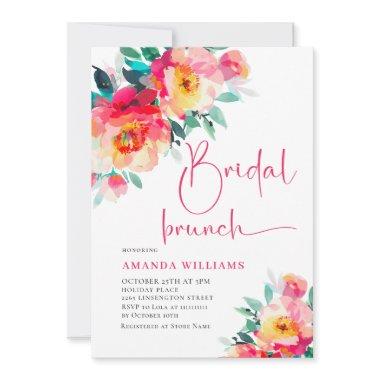 Watercolor Bright Pink Orange Flower