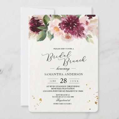 Watercolor Burgundy Blush Pink & Red Floral  Invitations