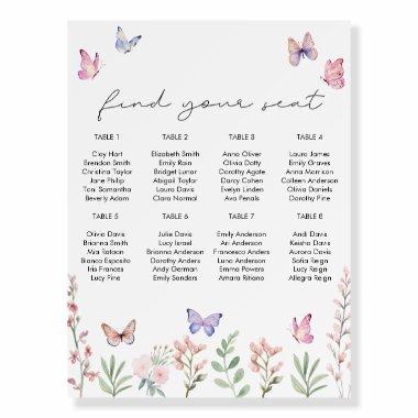 Watercolor Butterflies  Seating Chart Foam Board