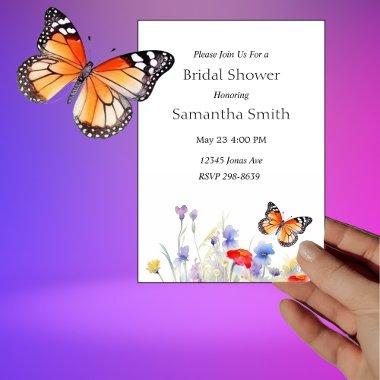 Watercolor Butterfly and Wildflowers