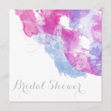 Watercolor Butterfly Raspberry Bliss Bridal Shower Invitations