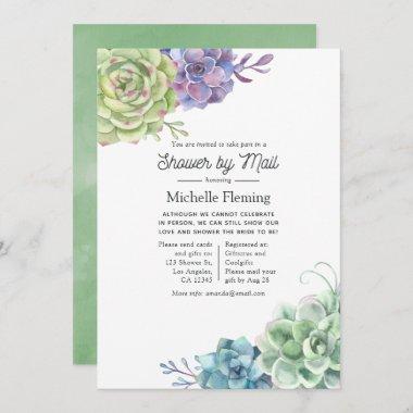 Watercolor Cactus Succulents Bridal Shower by Mail Invitations
