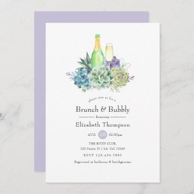 Watercolor Cactus Succulents Brunch and Bubbly Invitations