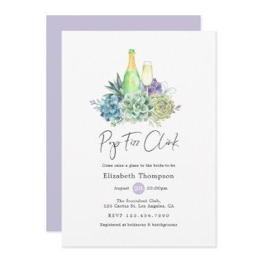 Watercolor Cactus Succulents Pop Fizz Clink Invitations