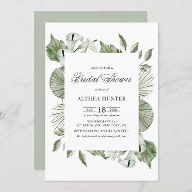 Watercolor Calla Lily and Greenery Bridal Shower Invitations