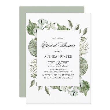 Watercolor Calla Lily and Greenery Bridal Shower Invitations