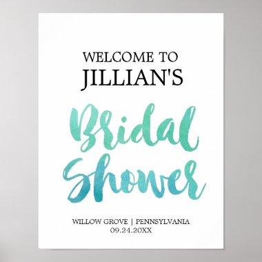 Watercolor Calligraphy Beach Bridal Shower Welcome Poster