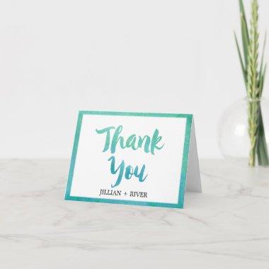 Watercolor Calligraphy Beach Thank You Invitations