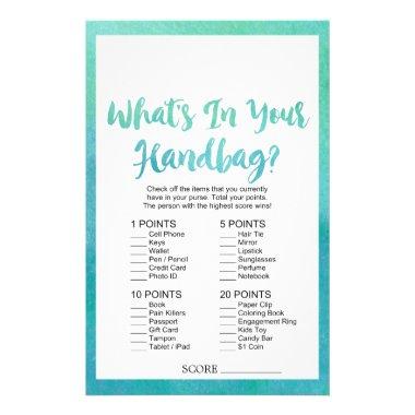 Watercolor Calligraphy What's In Your Handbag Game Flyer