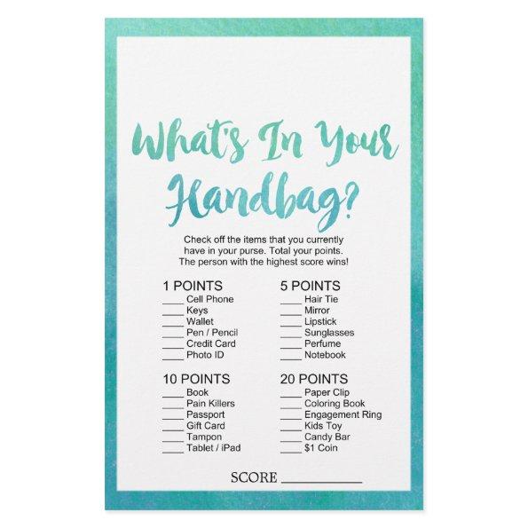 Watercolor Calligraphy What's In Your Handbag Game Flyer