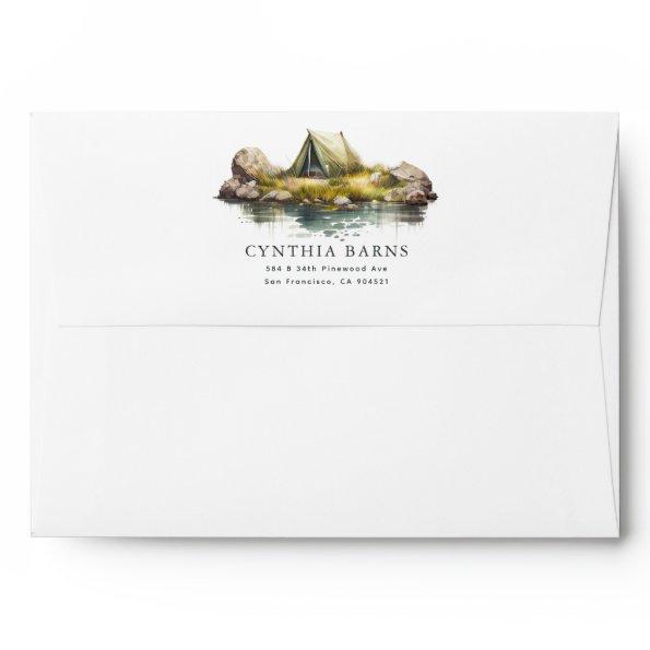 Watercolor Camping In The Wilderness Tent Envelope