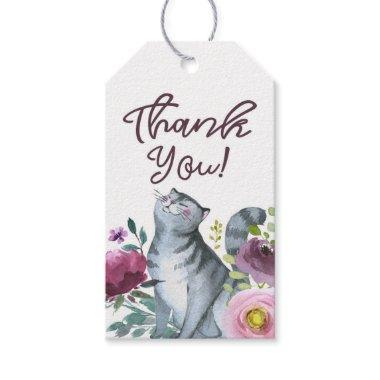 Watercolor Cat Thank You Gift or Favor Tags