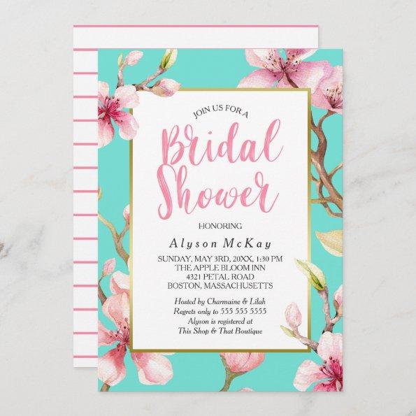 Watercolor Cherry Blossom Bridal Shower Invitations