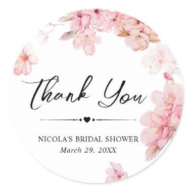 Watercolor Cherry Blossom Wreath  Classic Round Sticker