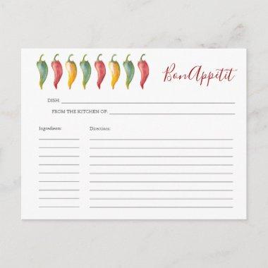 Watercolor Chili Peppers Recipe Invitations