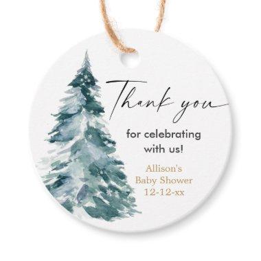 Watercolor Christmas tree baby shower favor tags