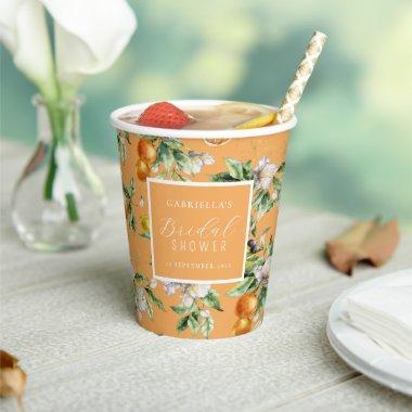 Watercolor Citrus Blossom Botanical  Paper Cups
