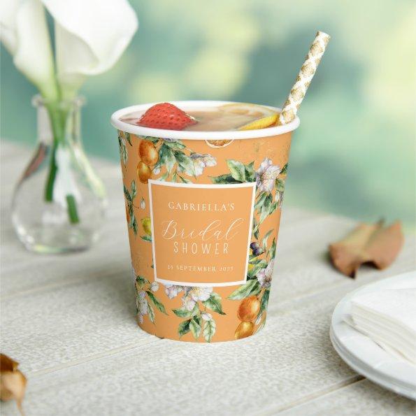 Watercolor Citrus Blossom Botanical  Paper Cups