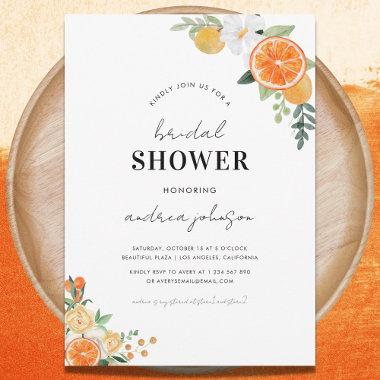Watercolor Citrus Floral Blossom Bridal Shower   Invitations