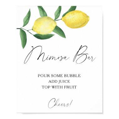Watercolor citrus lemon - mimosa bar poster
