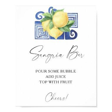 Watercolor citrus lemon - sangria bar poster