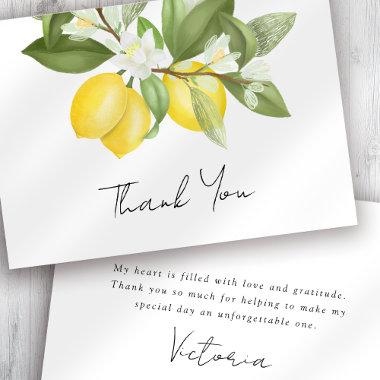 Watercolor Citrus Lemons Bridal Shower Thank You Invitations