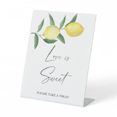 Watercolor citrus - love is sweet take a treat pedestal sign