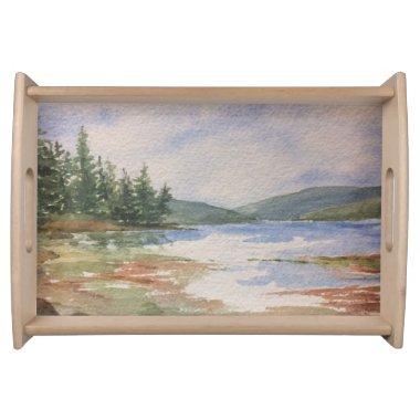Watercolor Coastal Maine Low-tide serving tray