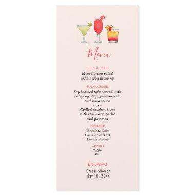 Watercolor Cocktail Bridal shower menu