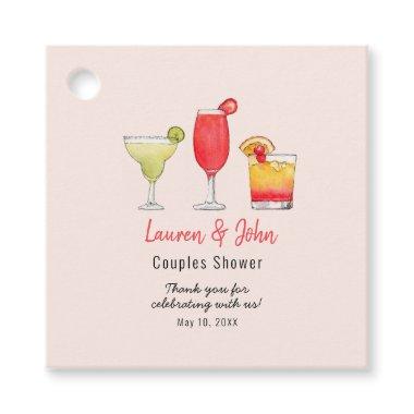 Watercolor cocktail Bridal shower pink Favor Tags