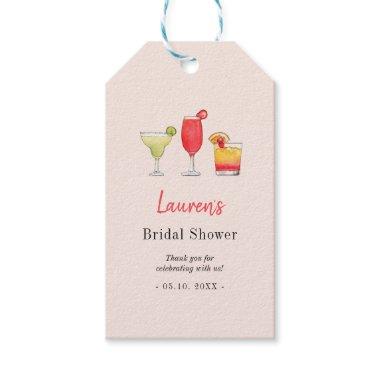 Watercolor cocktail Bridal shower Thank you Favor Gift Tags