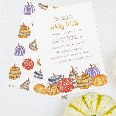 Watercolor Colorful Patterned Pumpkins Invitations