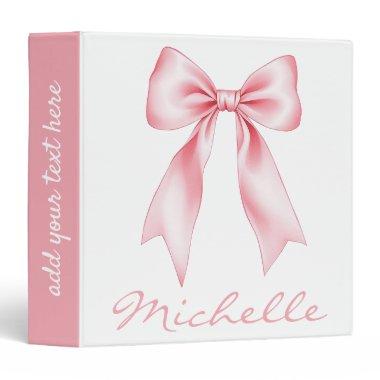 Watercolor Coquette Bow Trendy Feminine Girly Pink 3 Ring Binder