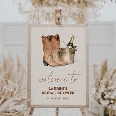 Watercolor Cowboy Boots Bridal Shower Welcome Sign