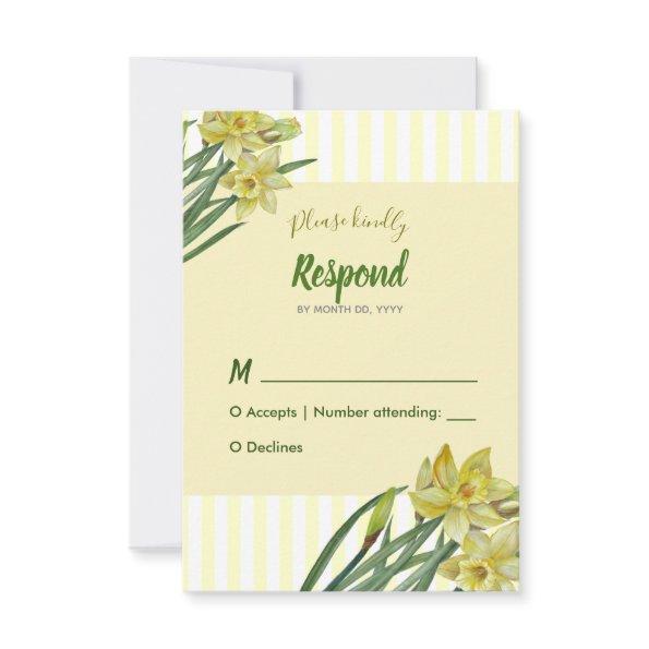 Watercolor Daffodils Flower Portrait Illustration RSVP Card