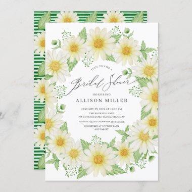 Watercolor Daisy Floral Bridal Shower Invitations