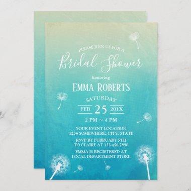 Watercolor Dandelion Spring Wedding Bridal Shower Invitations