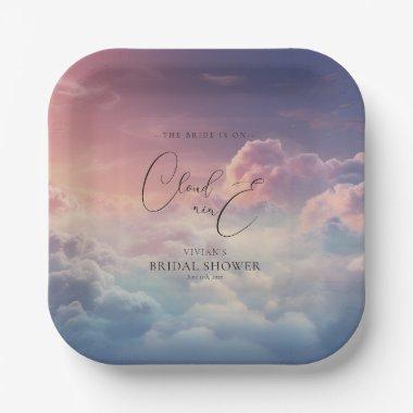 Watercolor Dreamy Sunset Cloud 9 Bridal Shower Paper Plates