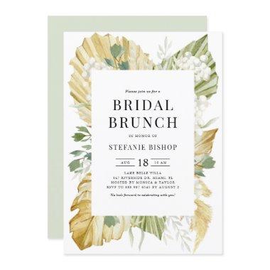 Watercolor Dried Palm Leaves Summer Bridal Brunch