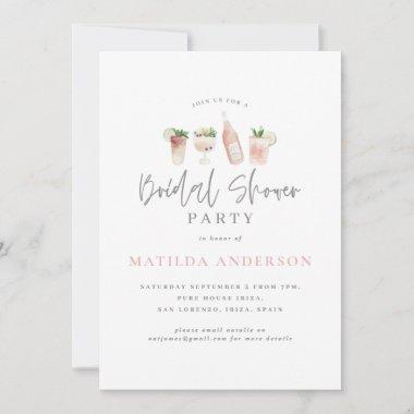 watercolor drinks bridal shower party Invitations