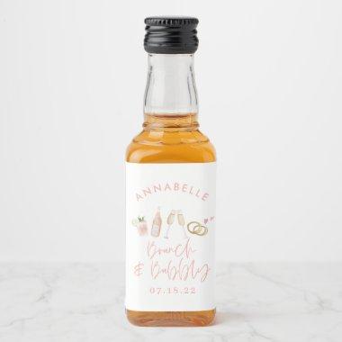 Watercolor drinks brunch and bubbly bridal shower liquor bottle label